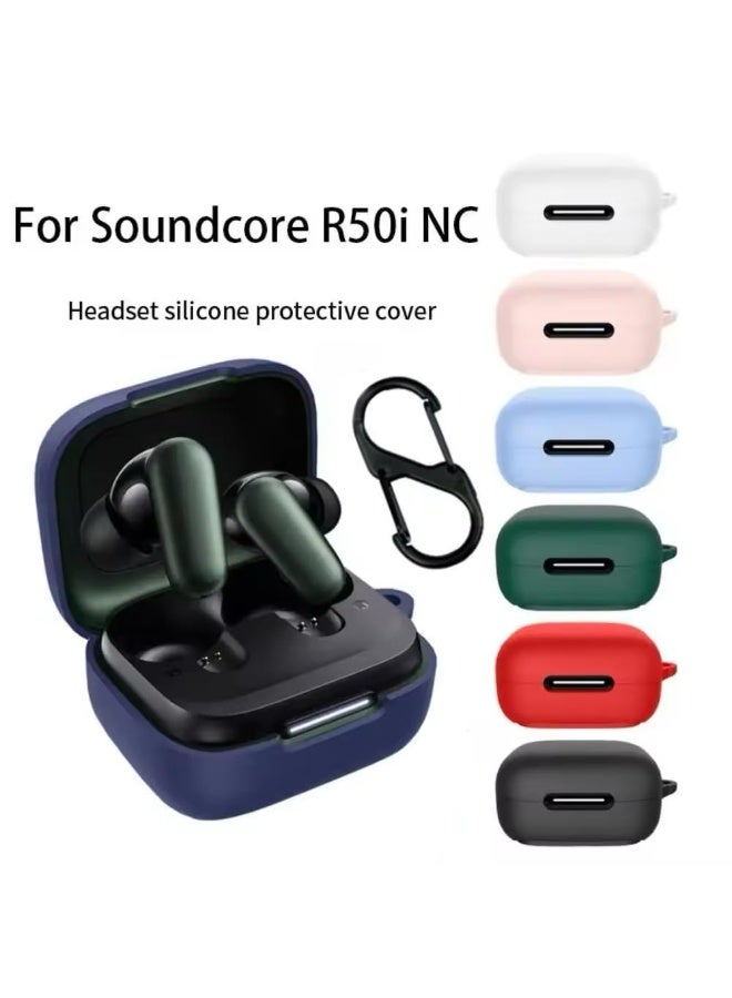 فكرة متوافق مع غطاء Anker Soundcore R50i NC/Anker P30i، غطاء واقي من السيليكون الناعم المقاوم للصدمات، سماعات أذن لاسلكية مع حلقة تثبيت، مصباح LED أمامي مرئي (أزرق) - Image 2